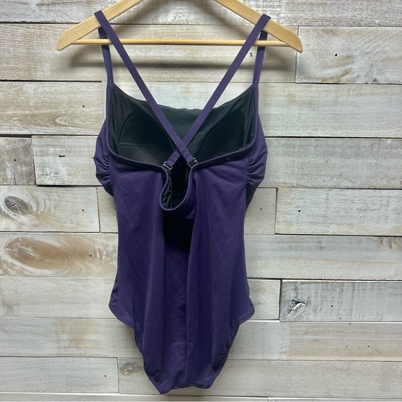 Lands End One Piece Swimsuit Bathing Suit Womens 12 Purple Padded Bra Adjustable - Picture 4 of 5